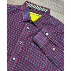 Descendant of Thieves Men's Red Plaid Button Down Shirt Limited Edition 166 Sz L